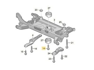Genuine Mqb Subframe Dogbone Mount Bolt - M14X1.5X50 5 Subframe Diagram